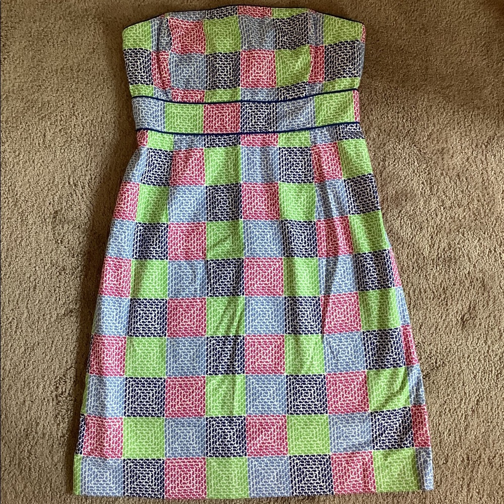 Nwot Vineyard Vines Patchwork Strapless Dress - image 1